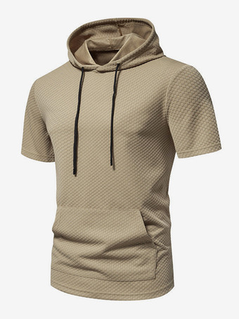 T-Shirt À Manches Courtes Capuche Pour Homme Décontracté Sport Poche