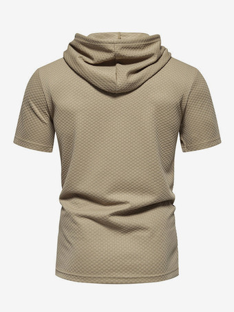 T-Shirt À Manches Courtes Capuche Pour Homme Décontracté Sport Poche