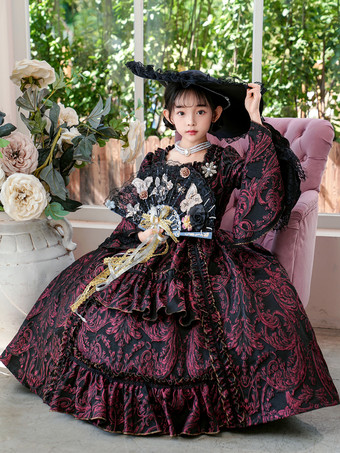 ビクトリア朝のロココ調のコスチューム レトロコスチューム ティアードドレス 女の子のロイヤルドレス