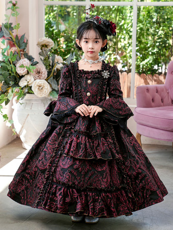 ビクトリア朝のロココ調のコスチューム レトロコスチューム ティアードドレス 女の子のロイヤルドレス