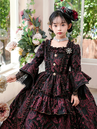 ビクトリア朝のロココ調のコスチューム レトロコスチューム ティアードドレス 女の子のロイヤルドレス