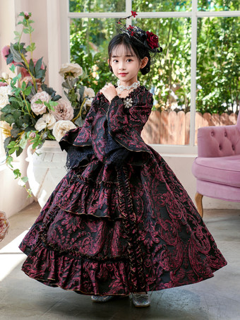ビクトリア朝のロココ調のコスチューム レトロコスチューム ティアードドレス 女の子のロイヤルドレス
