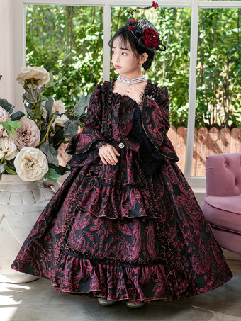 ビクトリア朝のロココ調のコスチューム レトロコスチューム ティアードドレス 女の子のロイヤルドレス