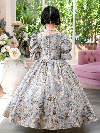 シルバー レトロ ビクトリア朝 ロココ コスチューム 花柄 ドレス ヴィンテージ クロージング