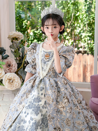 シルバー レトロ ビクトリア朝 ロココ コスチューム 花柄 ドレス ヴィンテージ クロージング