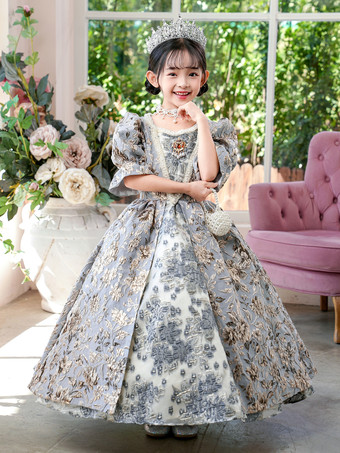 シルバー レトロ ビクトリア朝 ロココ コスチューム 花柄 ドレス ヴィンテージ クロージング