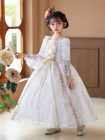 Victorian Rococo Costumes White Retro Costumes Dress Girl's Ball - Main Image