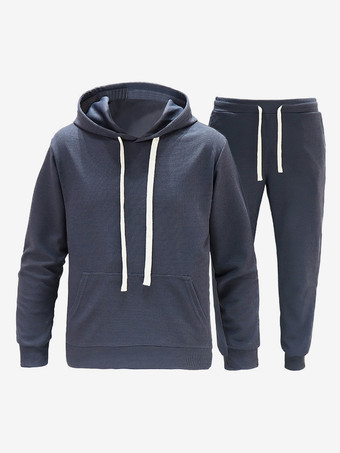 Bleu MarineEnsemble De Sport À Capuche Pantalon Noir Football Entraînement Confortable