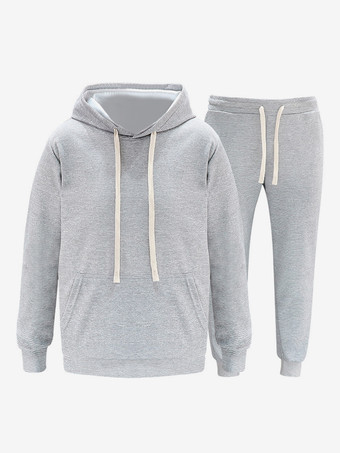 gris clair Ensemble De Sport À Capuche Pantalon Noir Football Entraînement Confortable