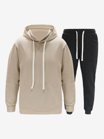 Abricot ClairEnsemble De Sport À Capuche Pantalon Noir Football Entraînement Confortable
