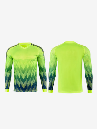 ネオングリーンメンズ サッカー ゴールキーパー ユニフォーム トップ スポーツ 通気性 トレーニング 長袖 Tシャツ