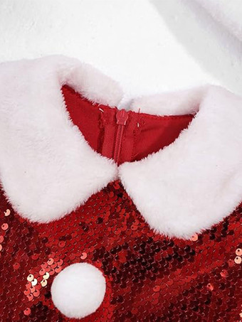 女の子のクリスマスセット 赤い帽子のドレス ポリエステル クリスマス ホリデー コスチューム