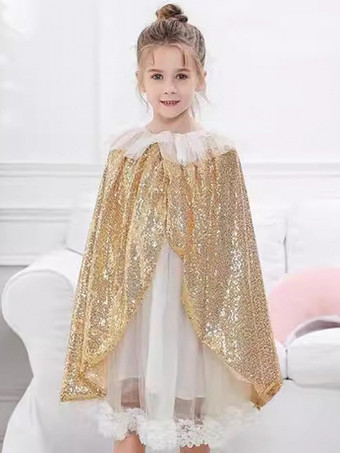 ゴールド 女の子のクリスマス ゴールド マント クリスマス ホリデー コスチューム