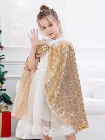 女の子のクリスマス ゴールド マント クリスマス ホリデー コスチューム