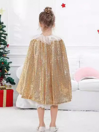 女の子のクリスマス ゴールド マント クリスマス ホリデー コスチューム