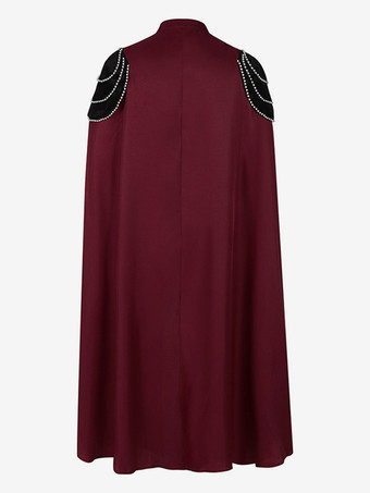 男性用ブラック ヴィンテージ レトロ チェーン ノースリーブ マント レトロ コスチューム バーガンディ