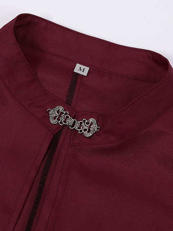 男性用ブラック ヴィンテージ レトロ チェーン ノースリーブ マント レトロ コスチューム バーガンディ