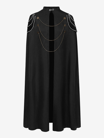 ブラック 男性用ブラック ヴィンテージ レトロ チェーン ノースリーブ マント レトロ コスチューム バーガンディ