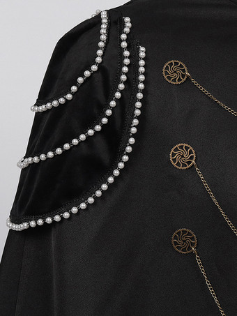 男性用ブラック ヴィンテージ レトロ チェーン ノースリーブ マント レトロ コスチューム バーガンディ