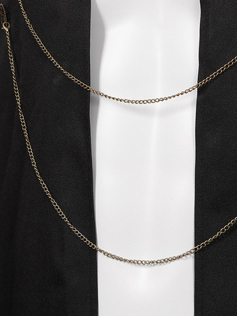 男性用ブラック ヴィンテージ レトロ チェーン ノースリーブ マント レトロ コスチューム バーガンディ