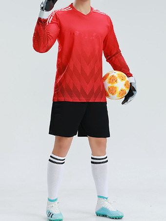 メンズ サッカーゴールキーパー ツーピースセット 大人用 スポーツ 通気性 トレーニング 長袖トップとショーツ
