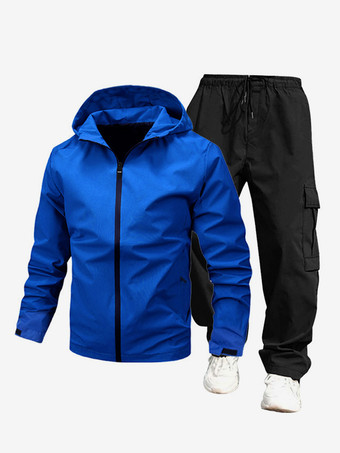ブルー メンズ軽量ジャケット防風防水レジャーハイキングスーツ