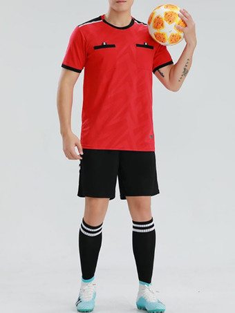レッド メンズ サッカー ゴールキーパー ユニフォーム スーツ 大人用 通気性 トレーニング 半袖 トップスとショーツ