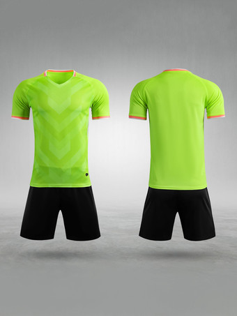 黄緑色メンズ サッカーゴールキーパースーツ 通気性トレーニング 半袖トップスとショーツ