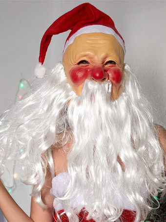 アプリコットサンタクロース フード付きマスク 白ひげ ラテックス ヘッドカバー