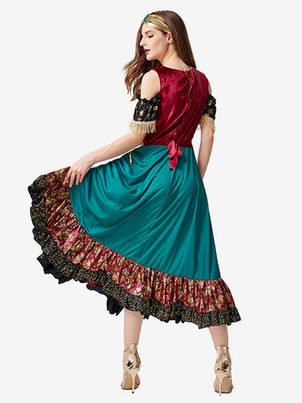 スターライトジプシーコスチューム グリーンセクシードレス 花柄プリントセット ホリデーコスチューム