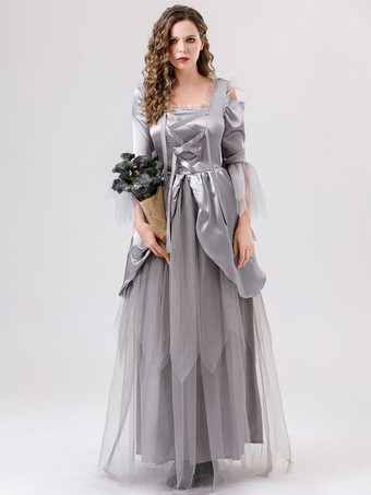 GrisDisfraces retro Vestido elegante gris Disfraces festivos