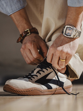 メンズスニーカー 快適なポリエステル ラウンドトゥ バスケット スポーツシューズ