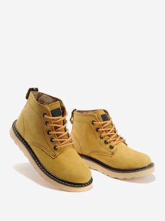 メンズ ワークブーツ 牛革 クラシック イエロー ショート アンクルブーツ