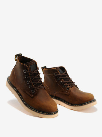 メンズ ワークブーツ 牛革 クラシック イエロー ショート アンクルブーツ