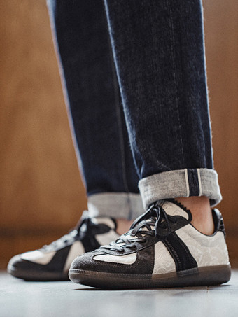 メンズスニーカー 快適なPUレザー ラウンドトゥ バスケット スポーツシューズ