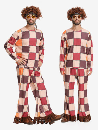 ヒッピーコスチューム メンズ ホリデー フリンジ 長袖 レトロ 衣類