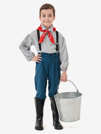 ディープブルー子供用オーバーオールコスチューム ディープブルーセット スカーフ付き