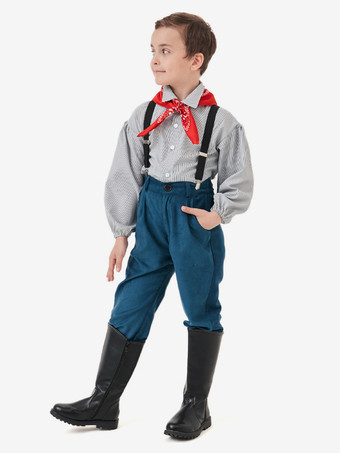 子供用オーバーオールコスチューム ディープブルーセット スカーフ付き