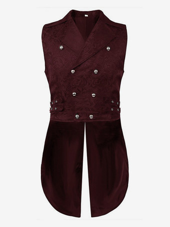 ワインレッド 黒 ヴィンテージ ヴィンテージ ノースリーブ ポリエステル ポリエステル繊維 ベスト 男性用 レトロ コスチューム