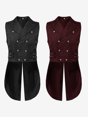 黒 ヴィンテージ ヴィンテージ ノースリーブ ポリエステル ポリエステル繊維 ベスト 男性用 レトロ コスチューム