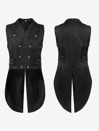 黒 ヴィンテージ ヴィンテージ ノースリーブ ポリエステル ポリエステル繊維 ベスト 男性用 レトロ コスチューム