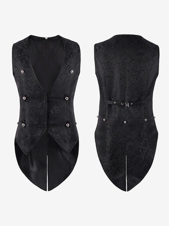 男性用ブラック ヴィンテージ ポリエステル ノースリーブ レトロ コスチューム