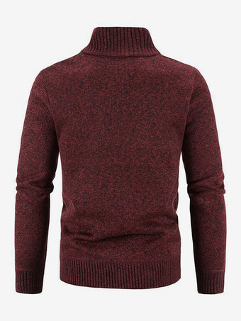 メンズ ニットセーター ハイカラー 長袖 カーディガン コート