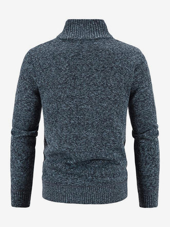 メンズ ニットセーター ハイカラー 長袖 カーディガン コート