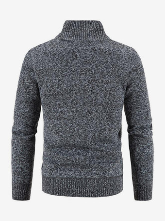 メンズ ニットセーター ハイカラー 長袖 カーディガン コート