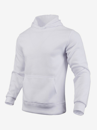 ホワイト メンズパーカー フリース 無地 フード付き プルオーバー カジュアル 長袖 トップス