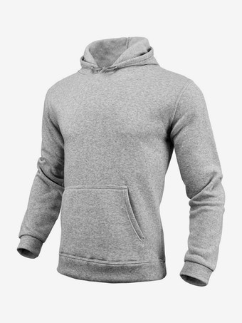 グレイメンズパーカー フリース 無地 フード付き プルオーバー カジュアル 長袖 トップス