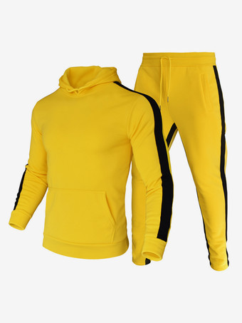 イエローメンズカジュアルツーピースパンツスーツ