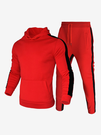 レッド メンズカジュアルツーピースパンツスーツ