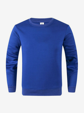 ブルー メンズトップス 無地 長袖 ゆったり Tシャツ